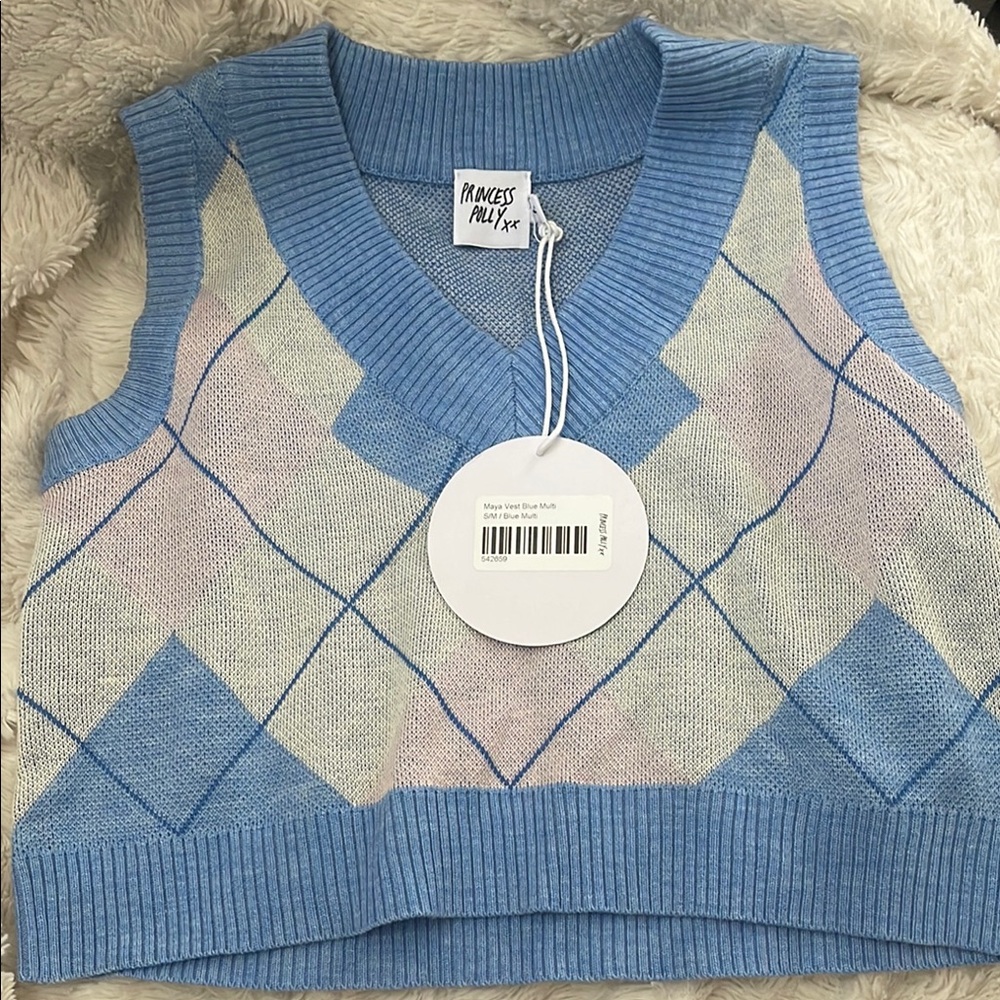 Princess Polly Blue Maya Sweater Vest